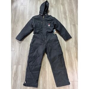 NEW Tough Duck Coverall Men's Large Black Heavyweight Insulated Hooded Workwear